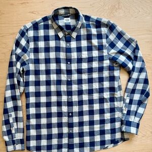 Marine Layer Men's Blue and White Checkered Shirt size Marge